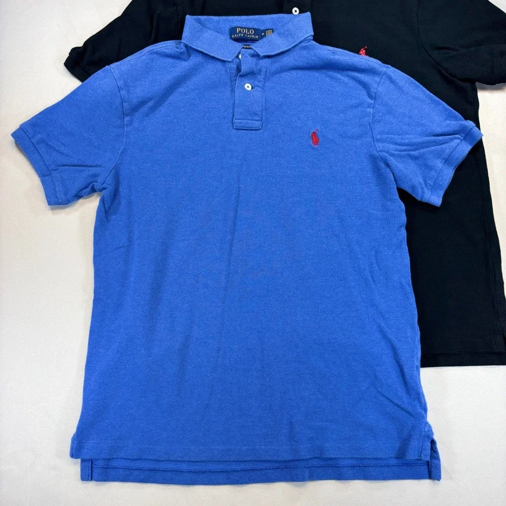 3 Polo Ralph Lauren Polos Men Size M Slim Red Blue Black Short Sleeve Pony Pique